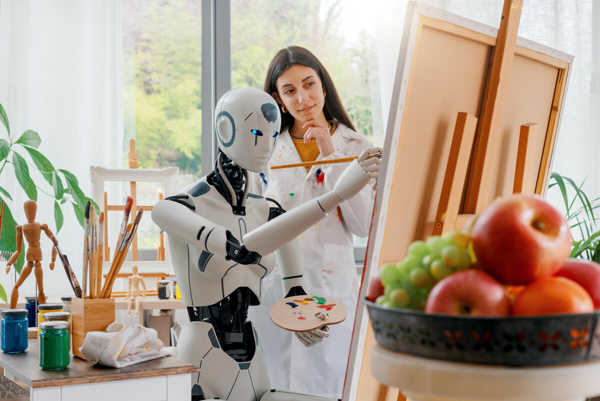creative ai robot learning how to paint on canvas PRF6YNW.jpg
